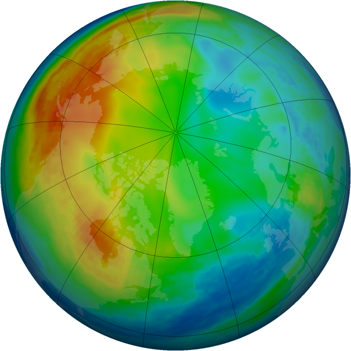 Arctic ozone map for 08 December 1993